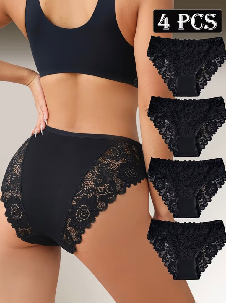 Elegant Floral lace semi sheer briefs
